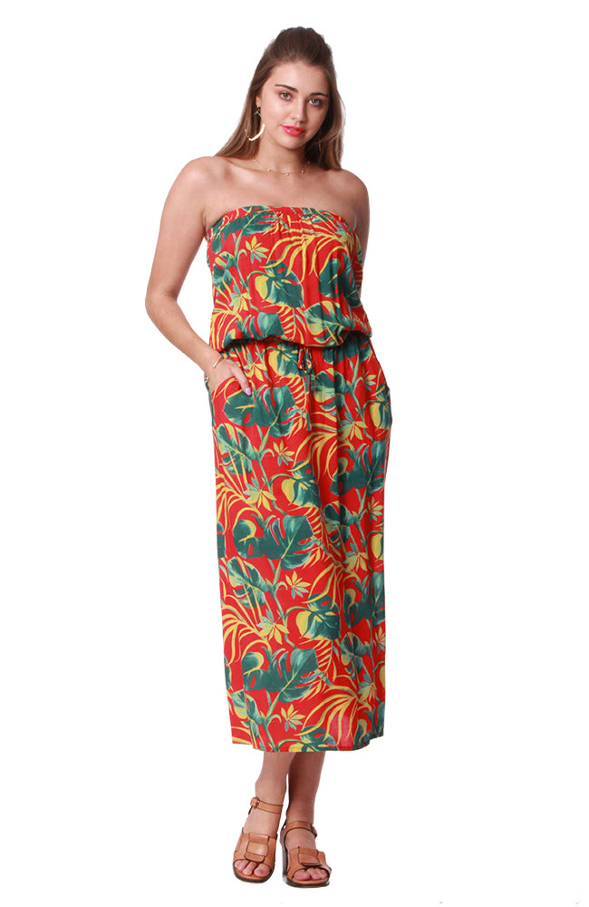 Angelina Dress Rum Jungle Red